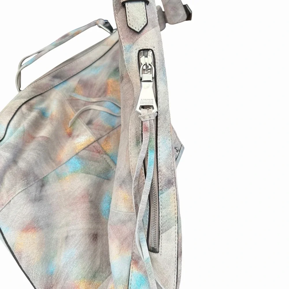 Aimee Kestenberg Rainbow Iridescent Leather Hobo Bag NWOT Boho Hippie Genny
